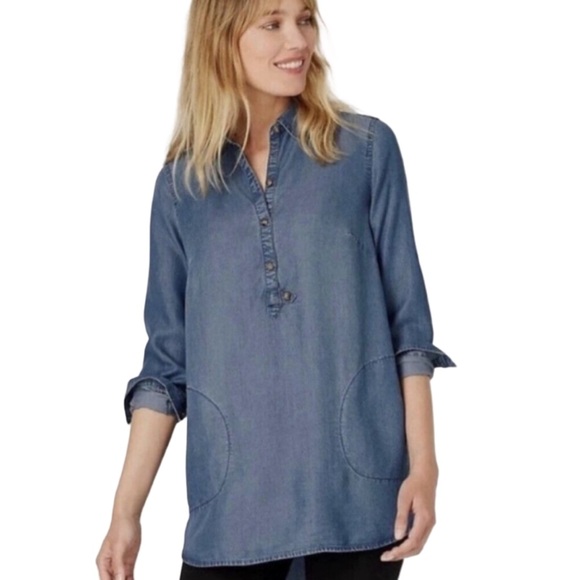 J. Jill Chambray Popover Tunic - Picture 1 of 4